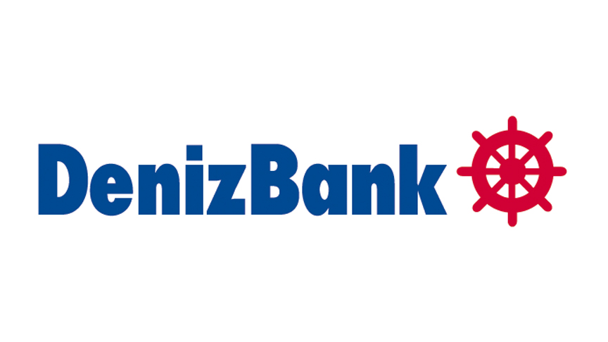 “DenizBank” yazısı ve kırmızı dümen sembolüyle bankanın kurumsal kimliğini simgeleyen logo.