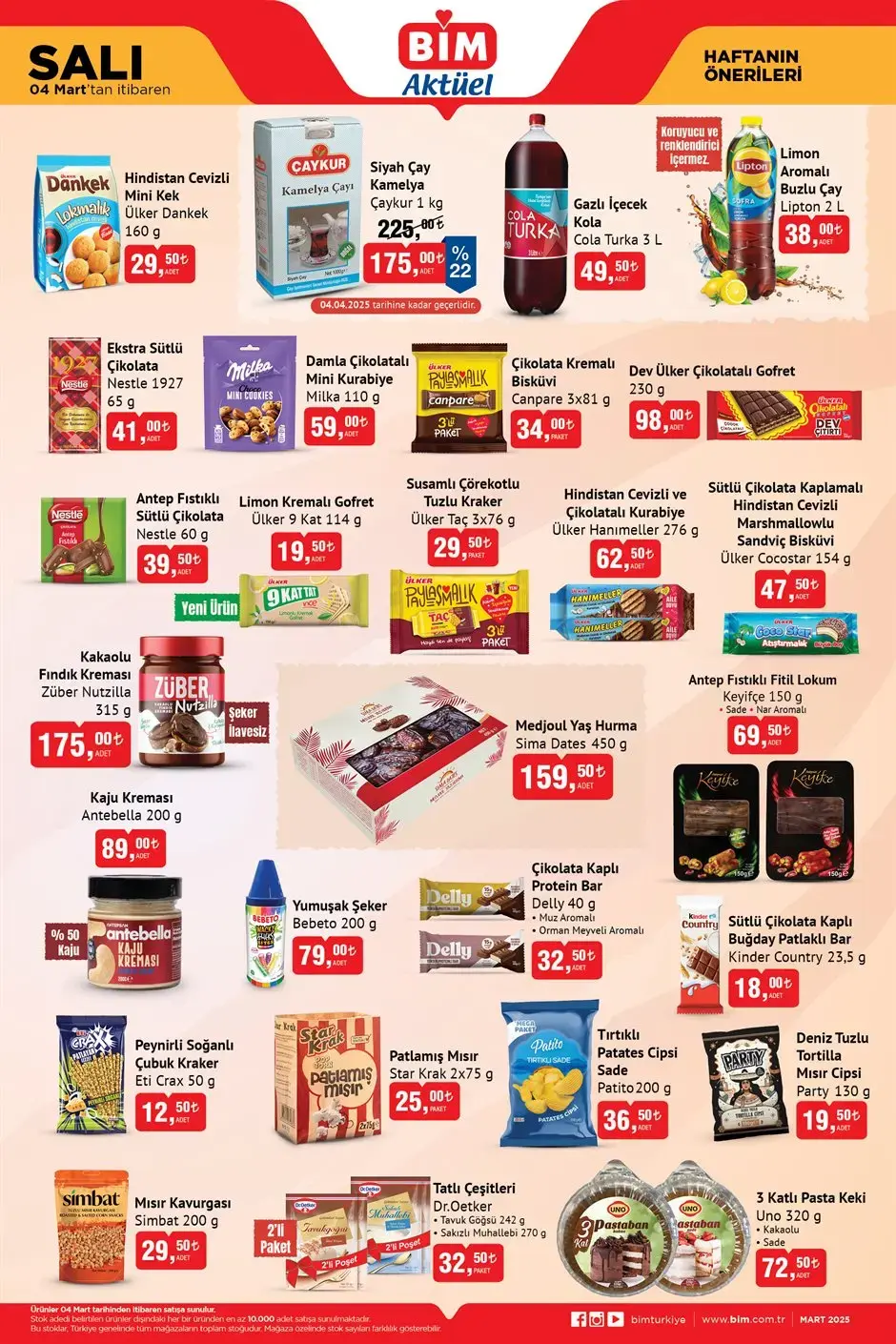 BİM 4 Mart Salı Aktüel Kataloğu: Çikolata, bisküvi, kek, gofret, kraker, cips, kuruyemiş, lokum, hurma, içecek ve tatlılarda kaçırılmayacak indirimler!