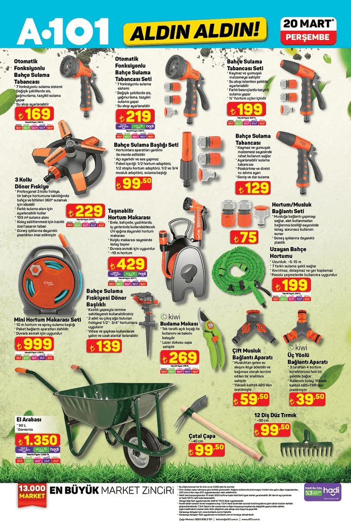 A101 20 Mart aktüel katalog bahçe ürünleri