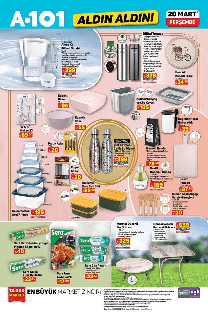 A101 20 Mart aktüel katalog mutfak ürünleri