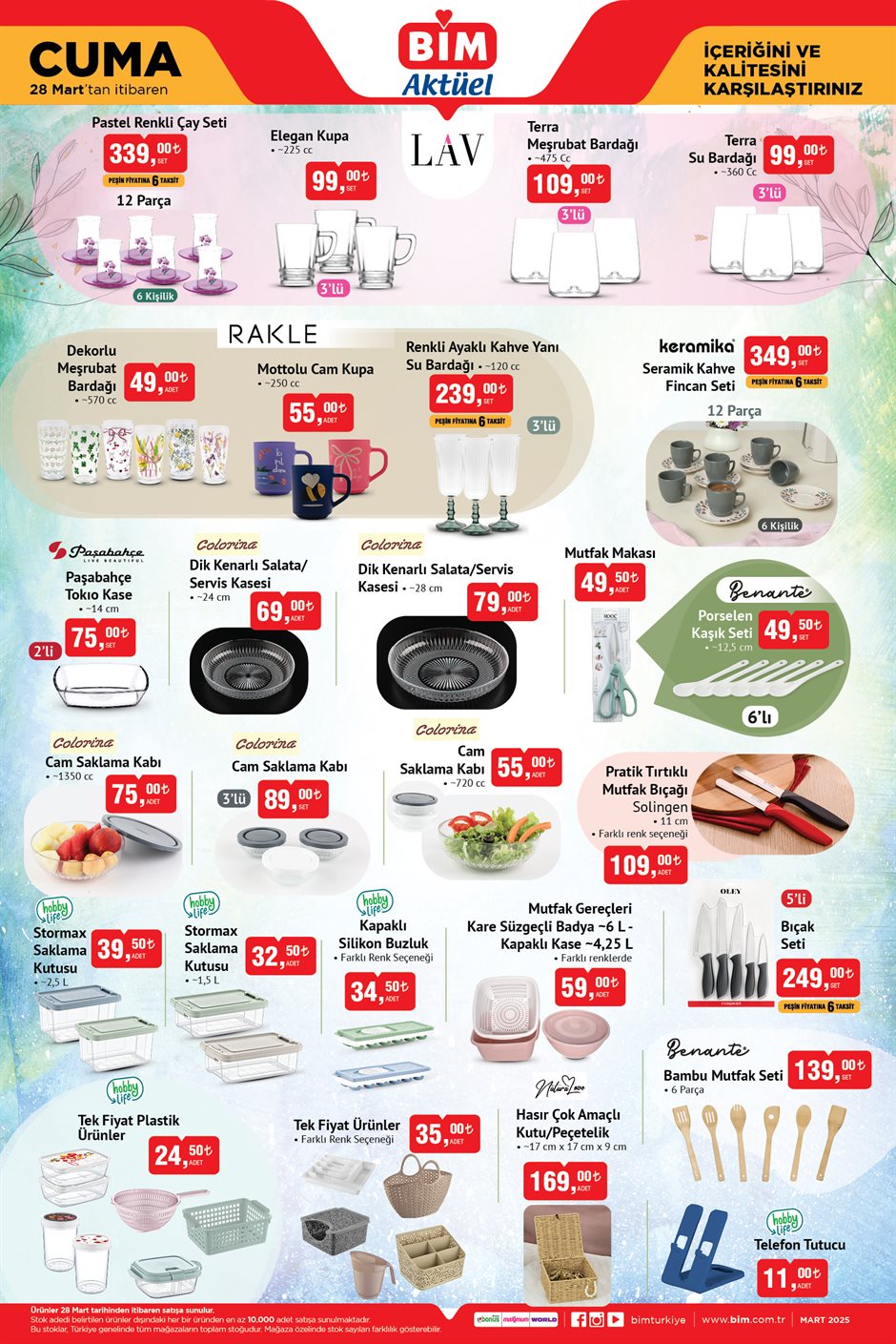 BİM 28 mart Aktüel katalog Mutfak Gereçleri