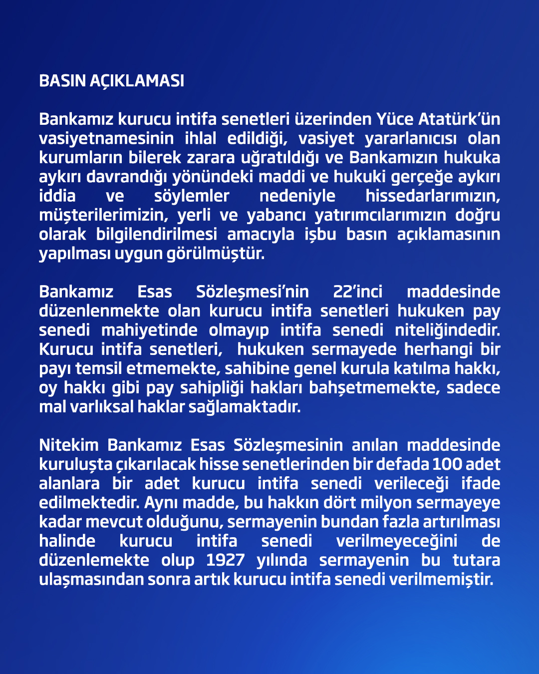 iş bankası açıklama
