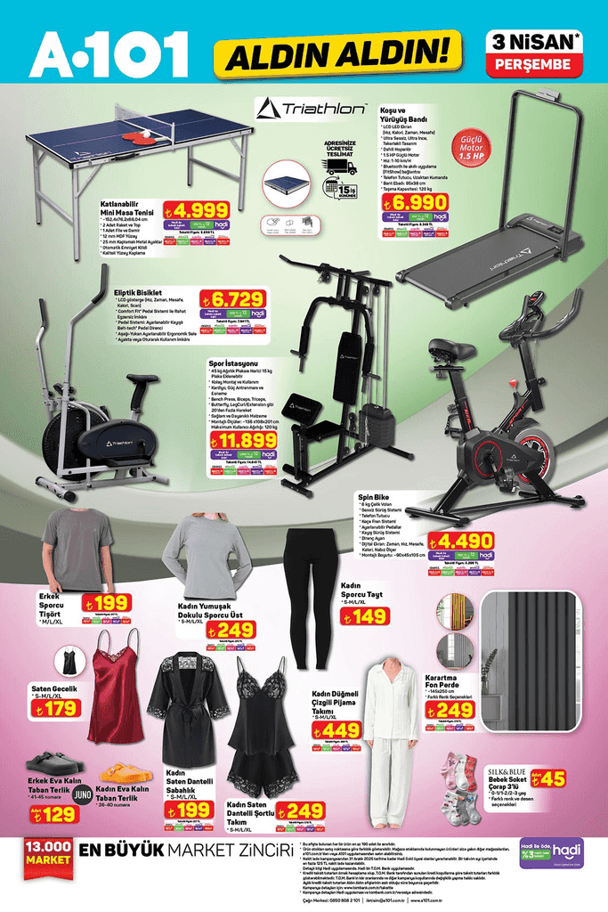 A101 spor aleti koşu bandı bisiklet