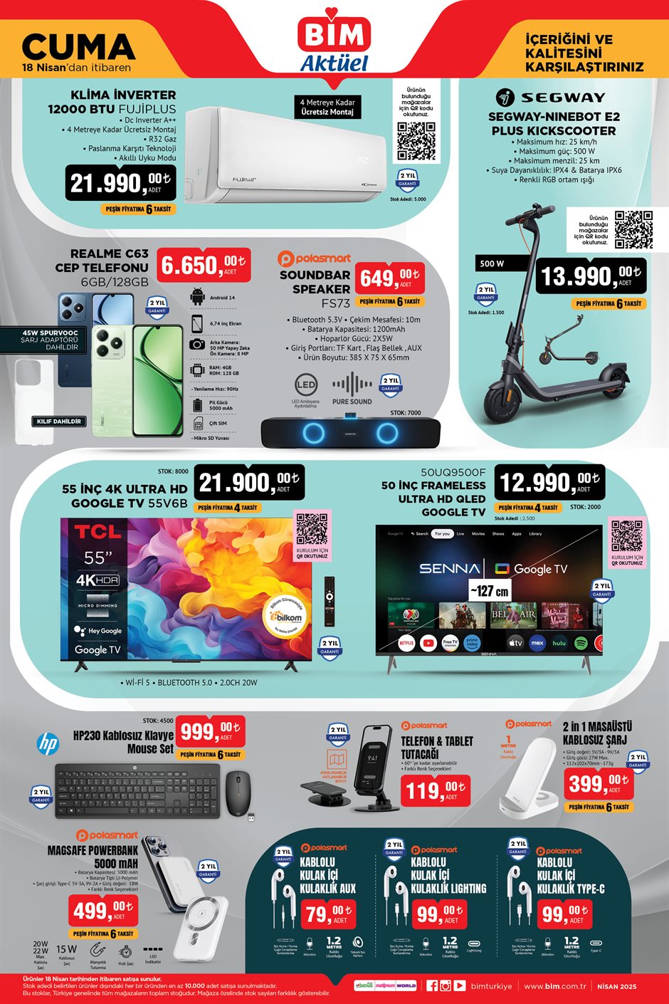 BIM aktüel katalog teknoloji indirimleri 16 Nisan.