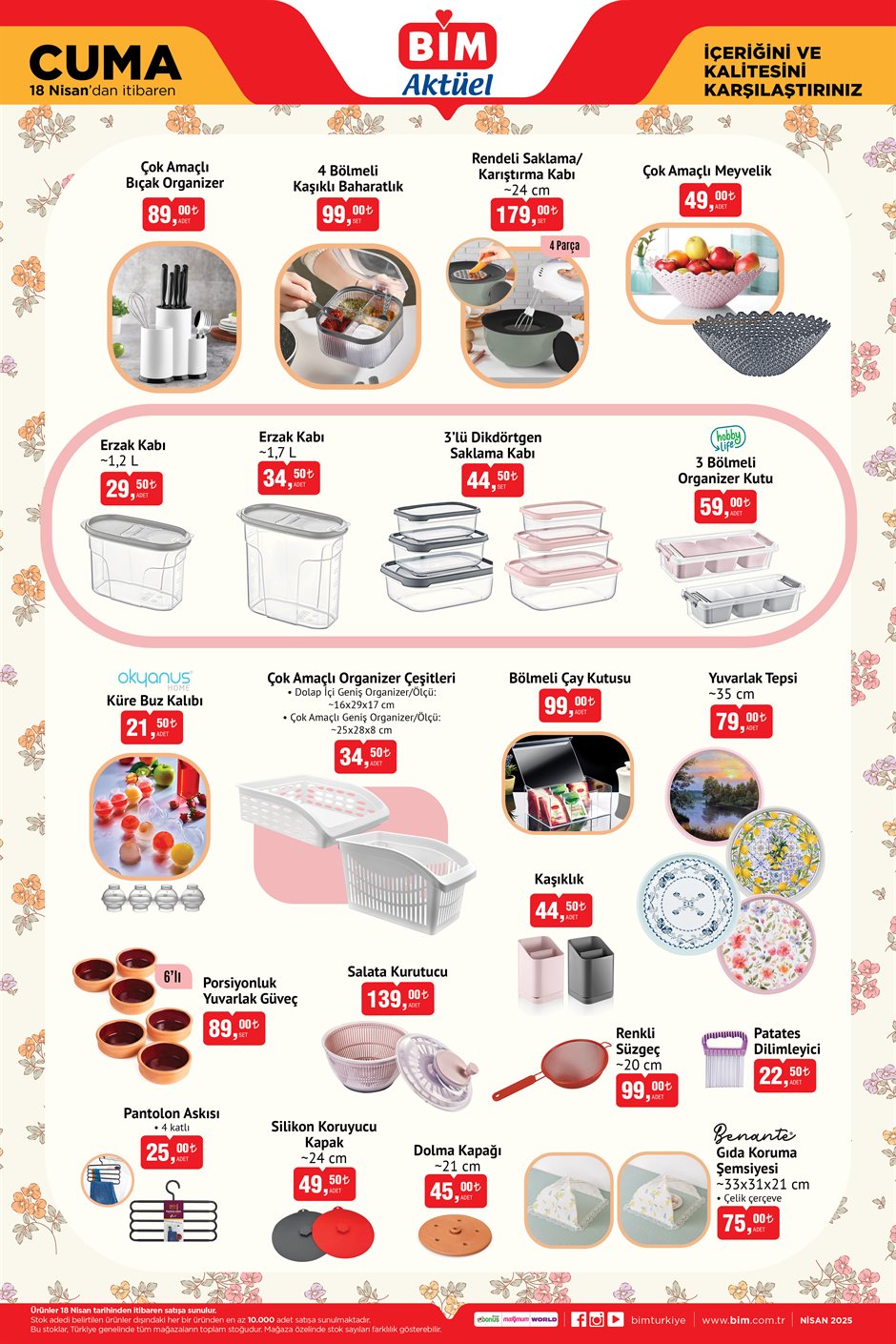 BIM aktüel katalog mutfak indirimleri 18 Nisan.