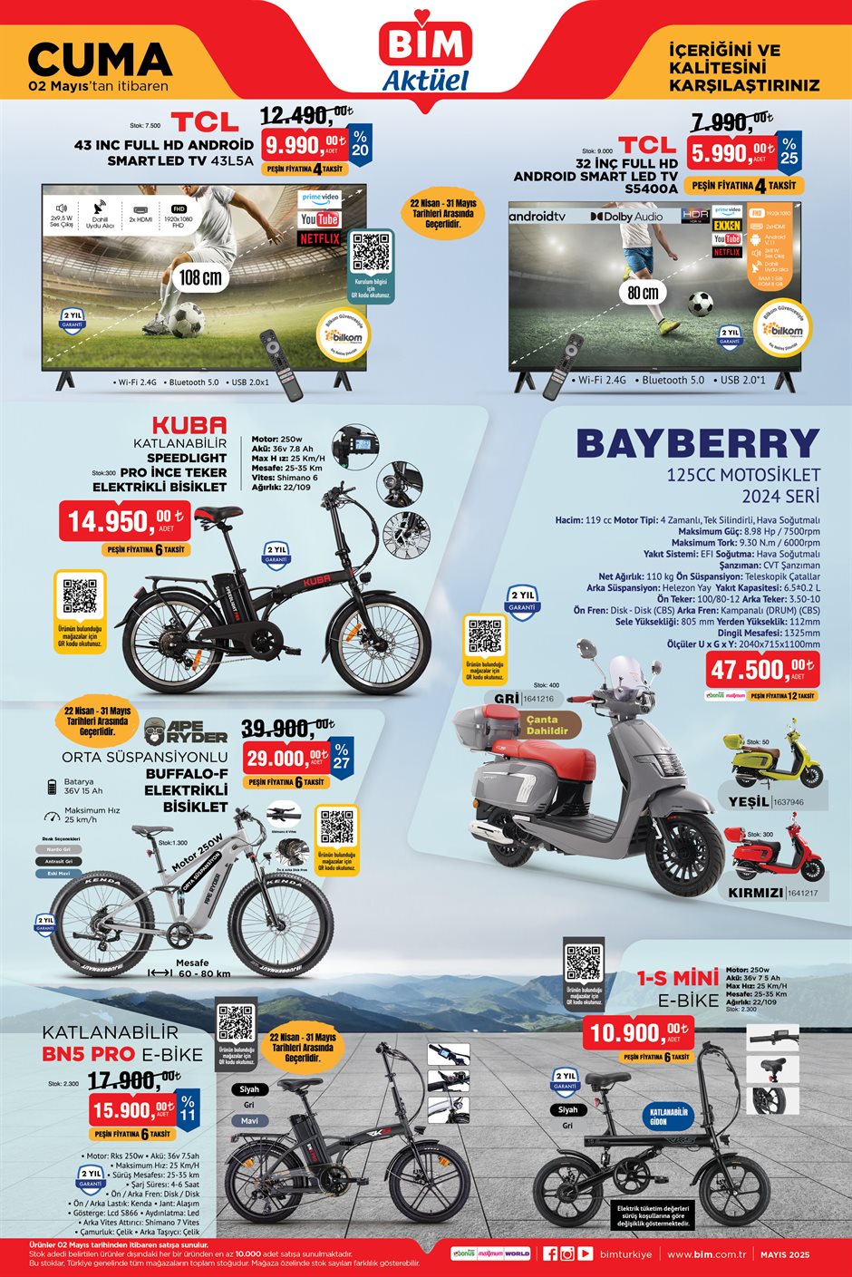 BİM elektrikli bisiklet motosiklet TV fırsatları