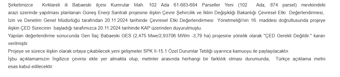 gen ilaç kap açıklaması genil hisse