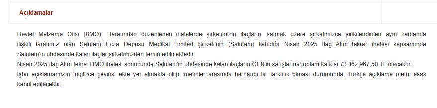 gen ilaç kap açıklama 14 mayıs 2025