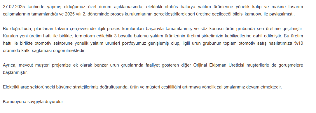 sanifoam endüstri kap açıklaması