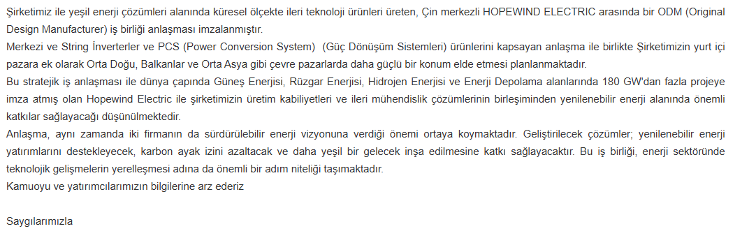 europower enerji kap açıklaması eupwr hisse