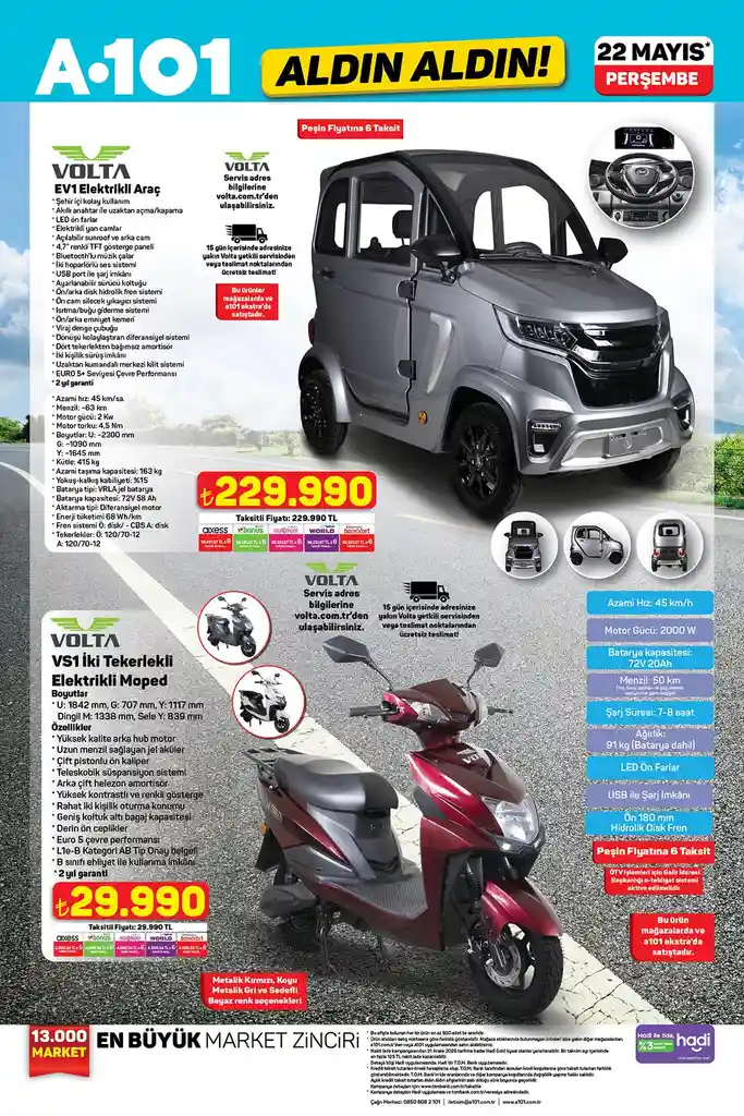 a101 volta elektrikli araç