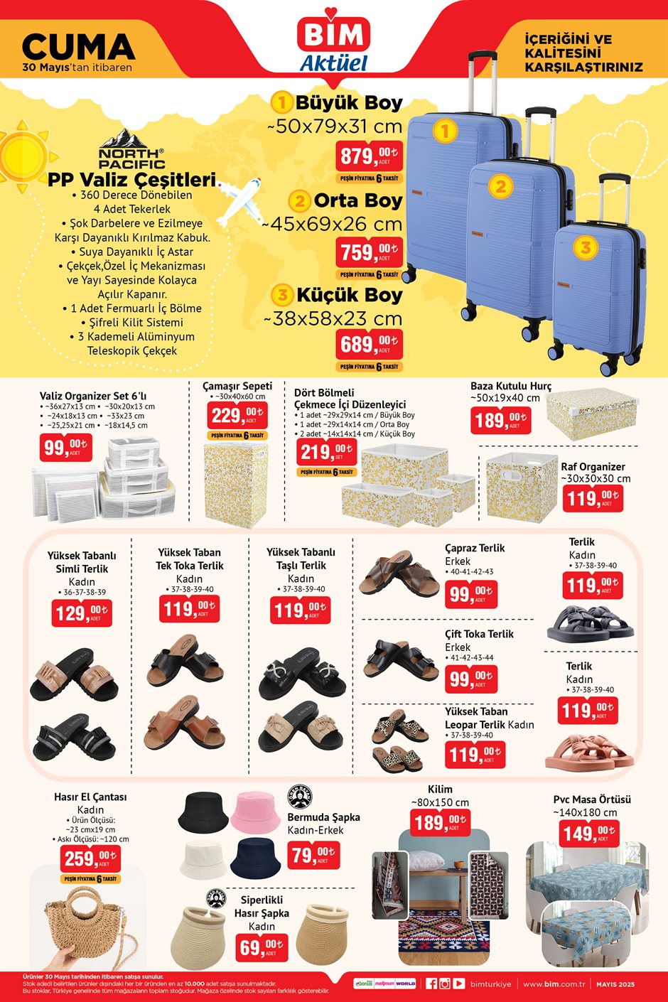 Bim aktüel katalog 30 Mayıs valiz ve terlik