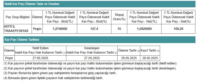 anadolu efes (AEFES) 2025 temettü detayları