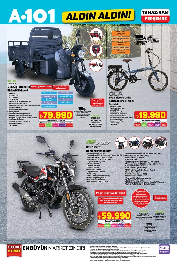 A101 aktüel katalog motosiklet ürünleri