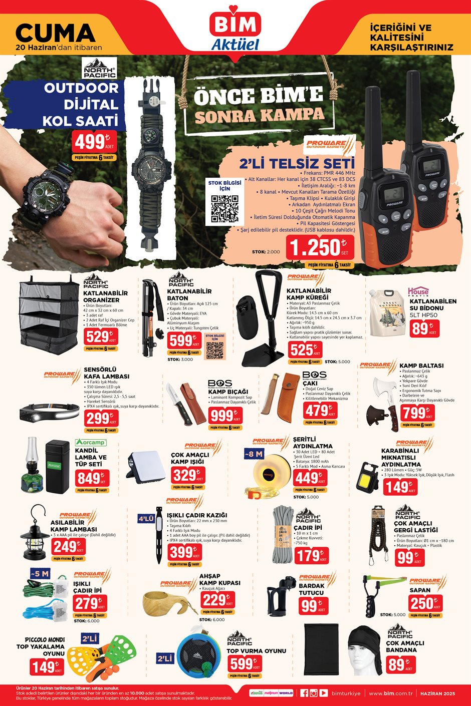 BİM aktüel katalog kamp ekipmanları