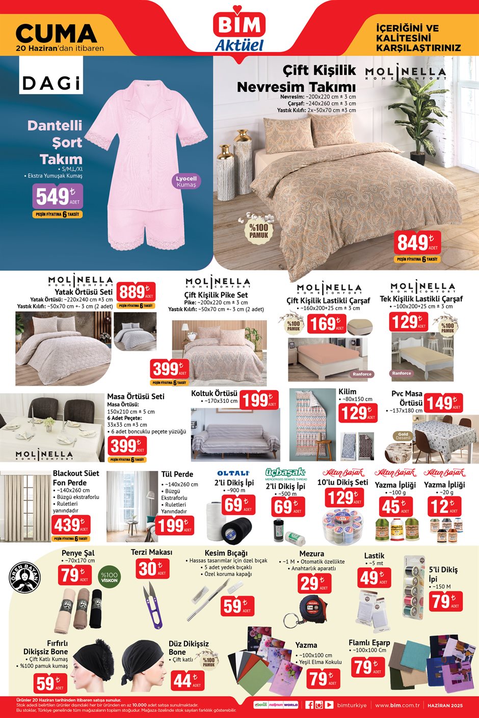BİM aktüel katalog ev tekstili ürünleri