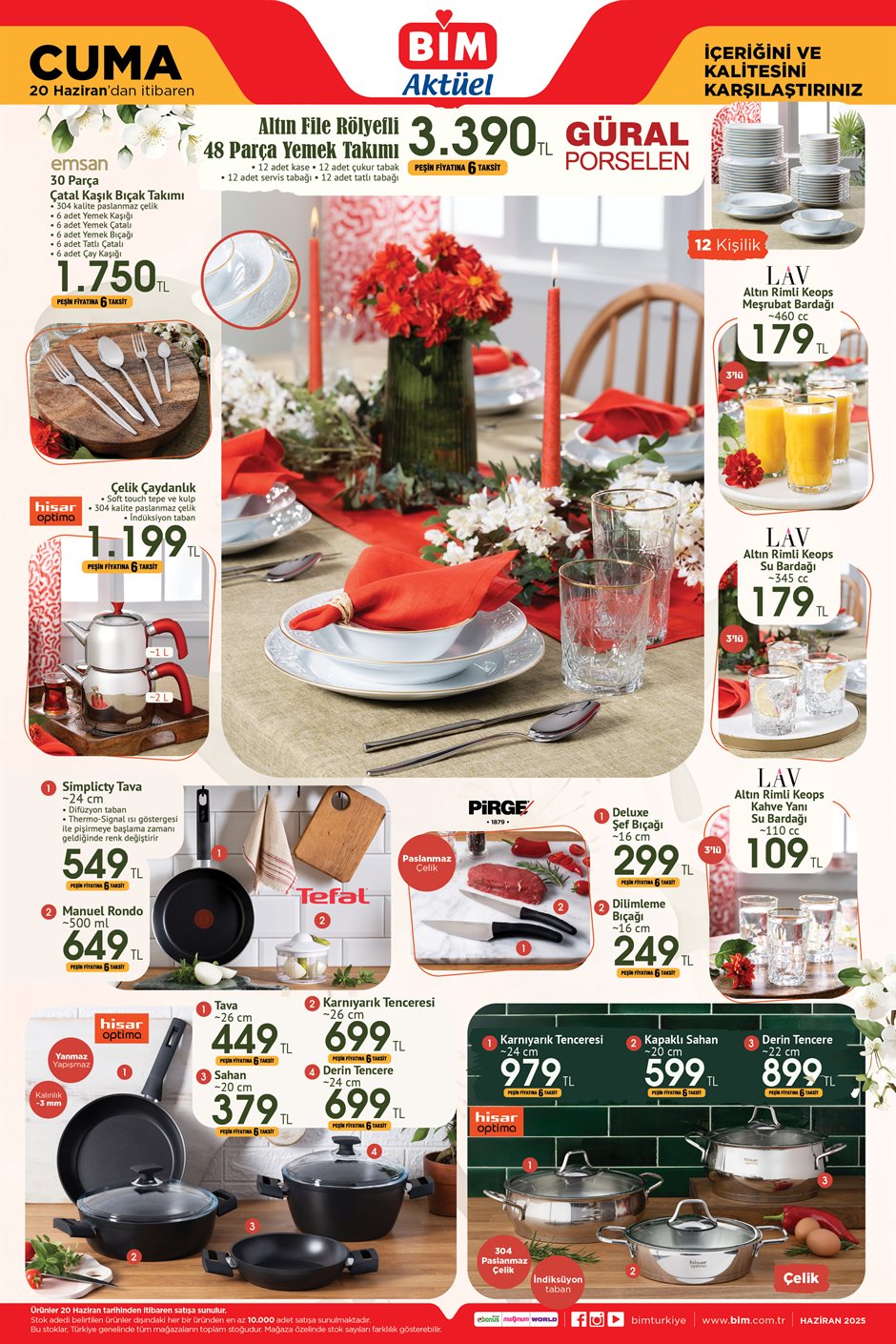 BİM aktüel katalog sofra ve pişirme ürünleri