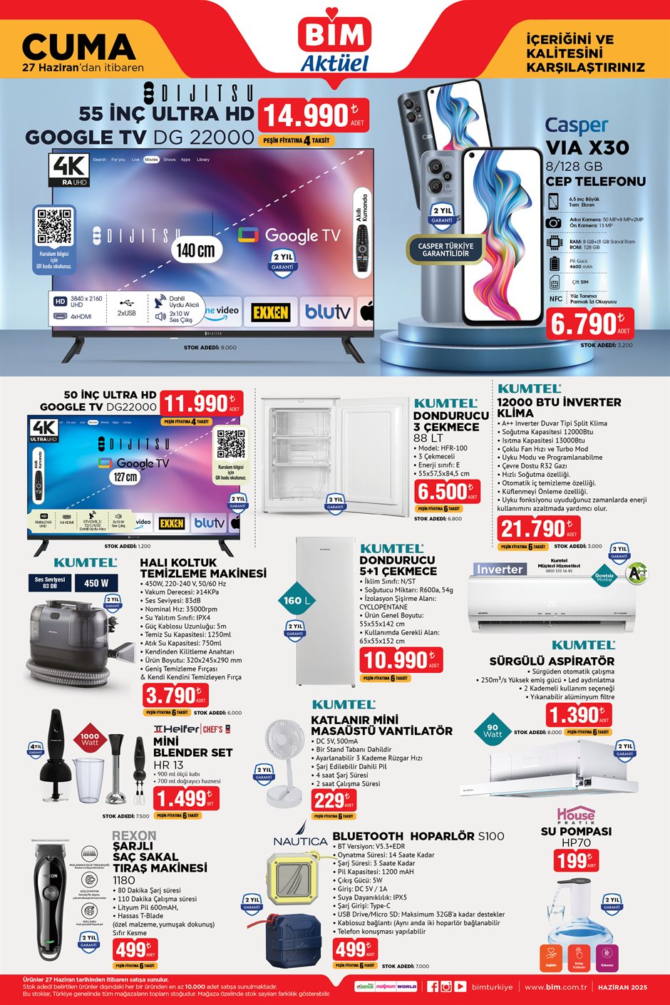 BİM aktüel katalog elektronik ve beyaz eşya ürünleri