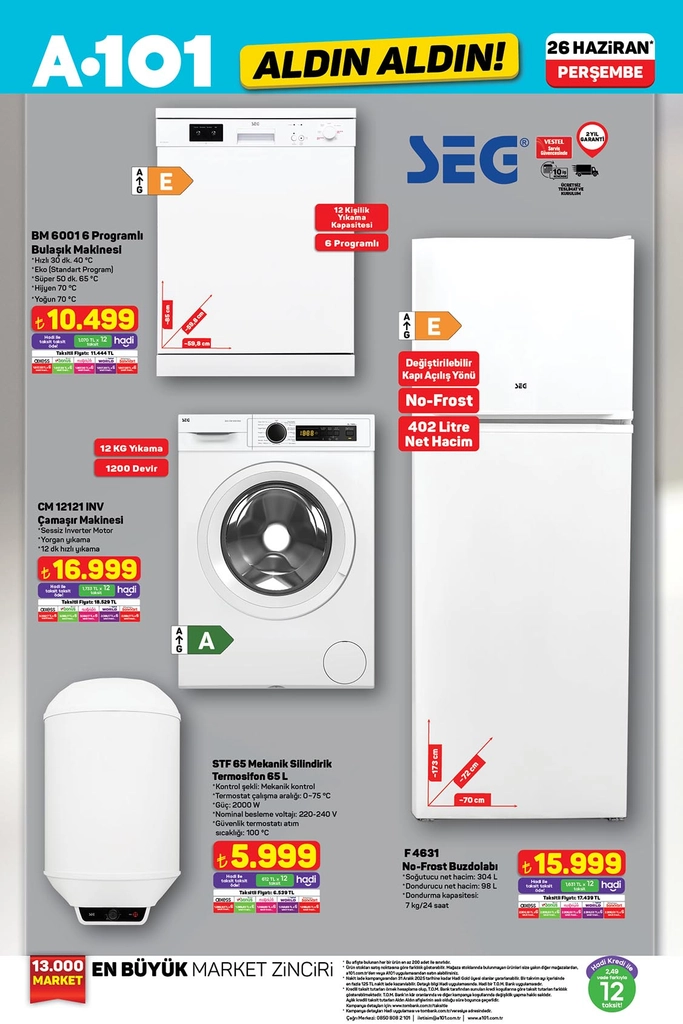 A101 aktüel katalog beyaz eşya ürünleri