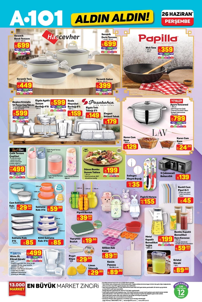 A101 aktüel katalog mutfak ve cam ürünleri
