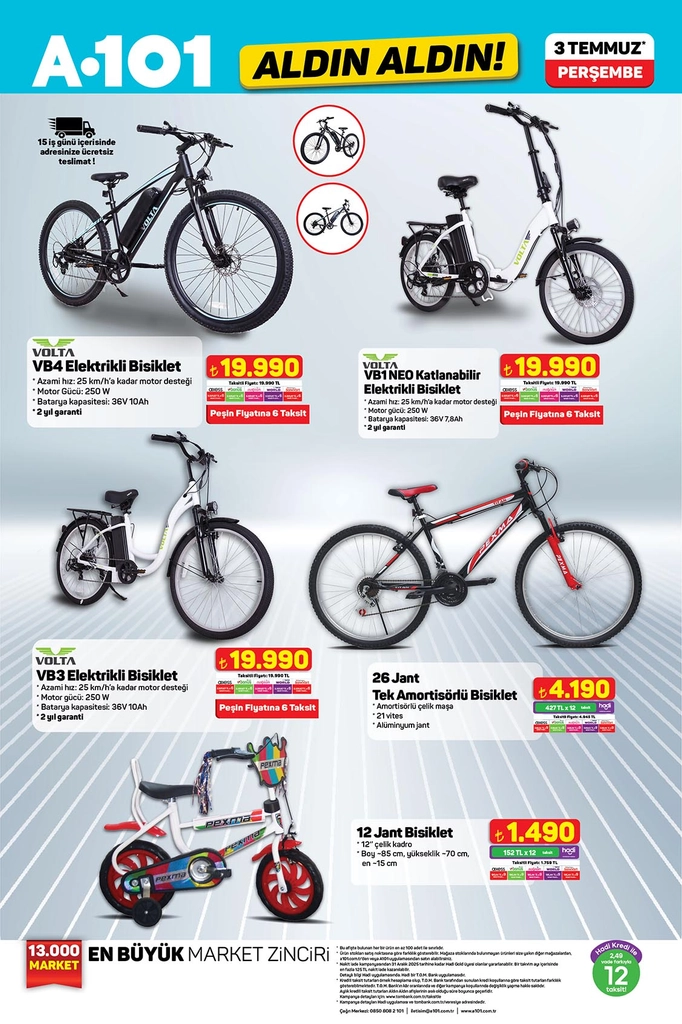 📸 A101 aktüel katalog elektrikli ve çocuk bisikletleri 3 Temmuz 2025