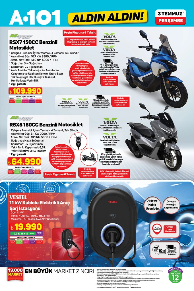 📸 A101 aktüel katalog motosiklet ve araç şarj istasyonu ürünleri 3 Temmuz 2025
