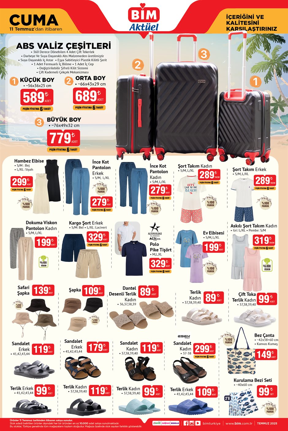 bim aktüel katalog valiz ve giyim ürünleri 11 temmuz 2025