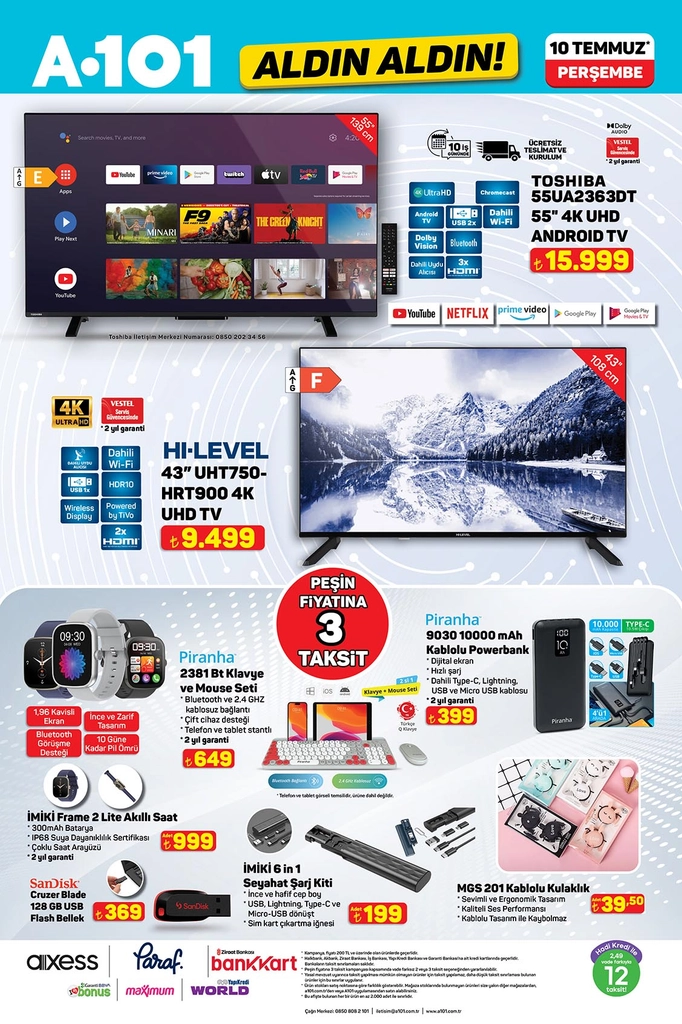 A101 aktüel katalog televizyon ve teknoloji ürünleri 10 Temmuz 2025