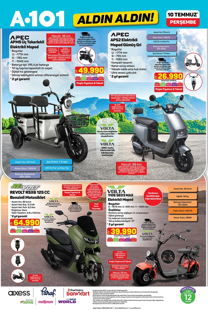 A101 aktüel katalog elektrikli moped ve motosiklet 10 Temmuz 2025