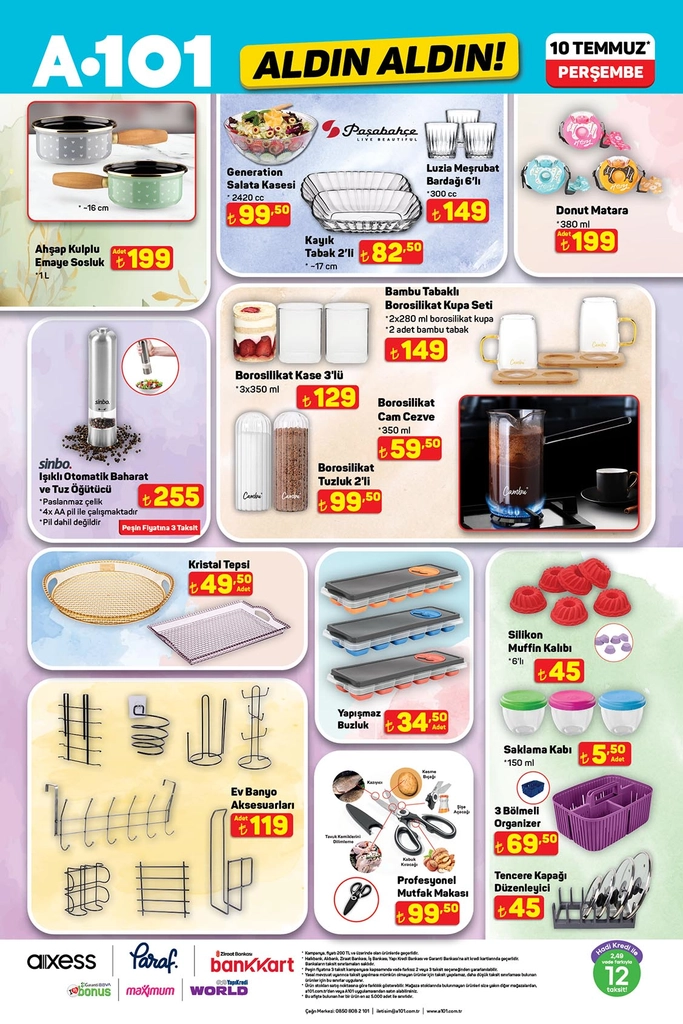 A101 aktüel katalog mutfak ve ev gereçleri 10 Temmuz 2025