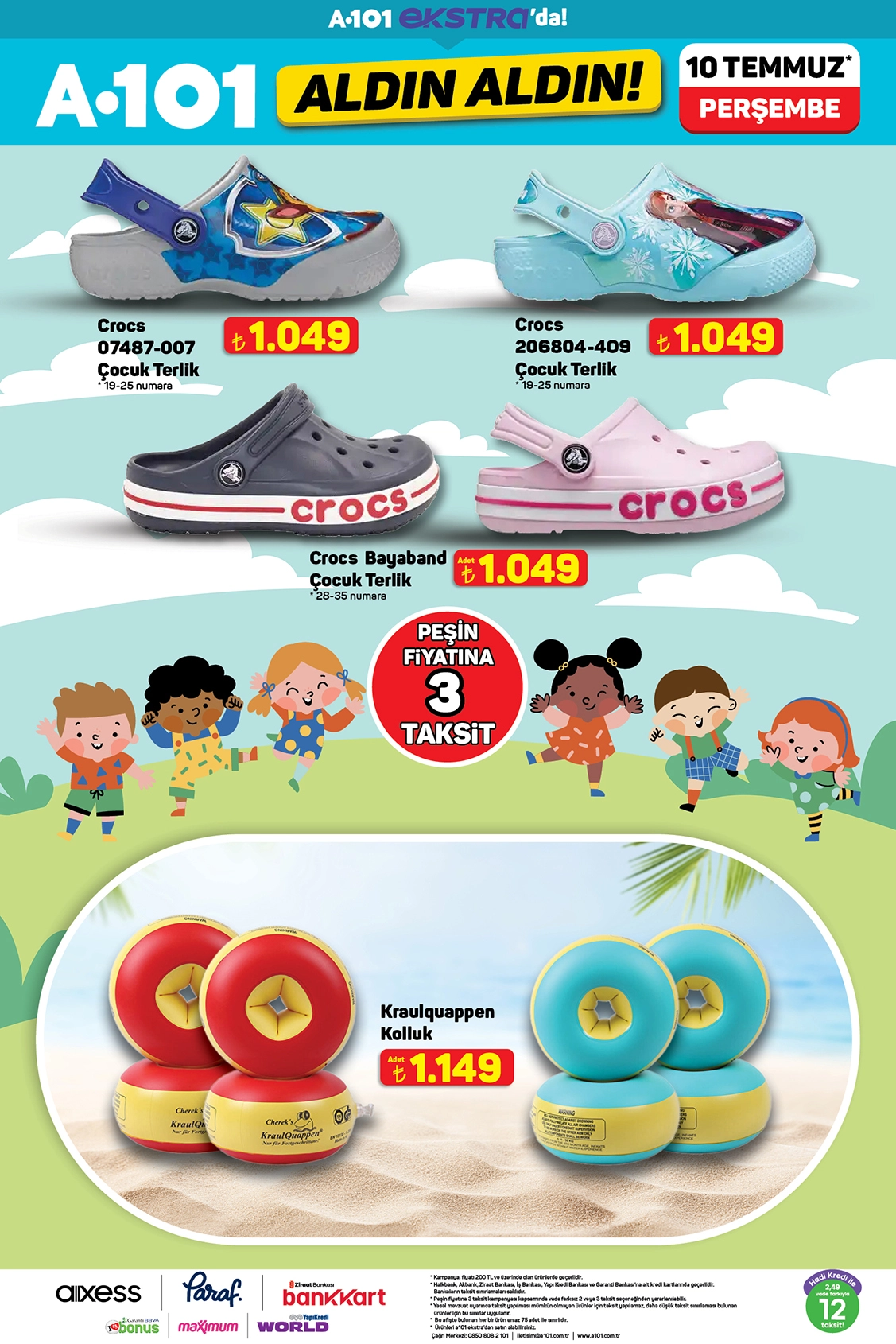 A101 aktüel katalog Crocs çocuk terlikleri ve kolluk 10 Temmuz 2025
