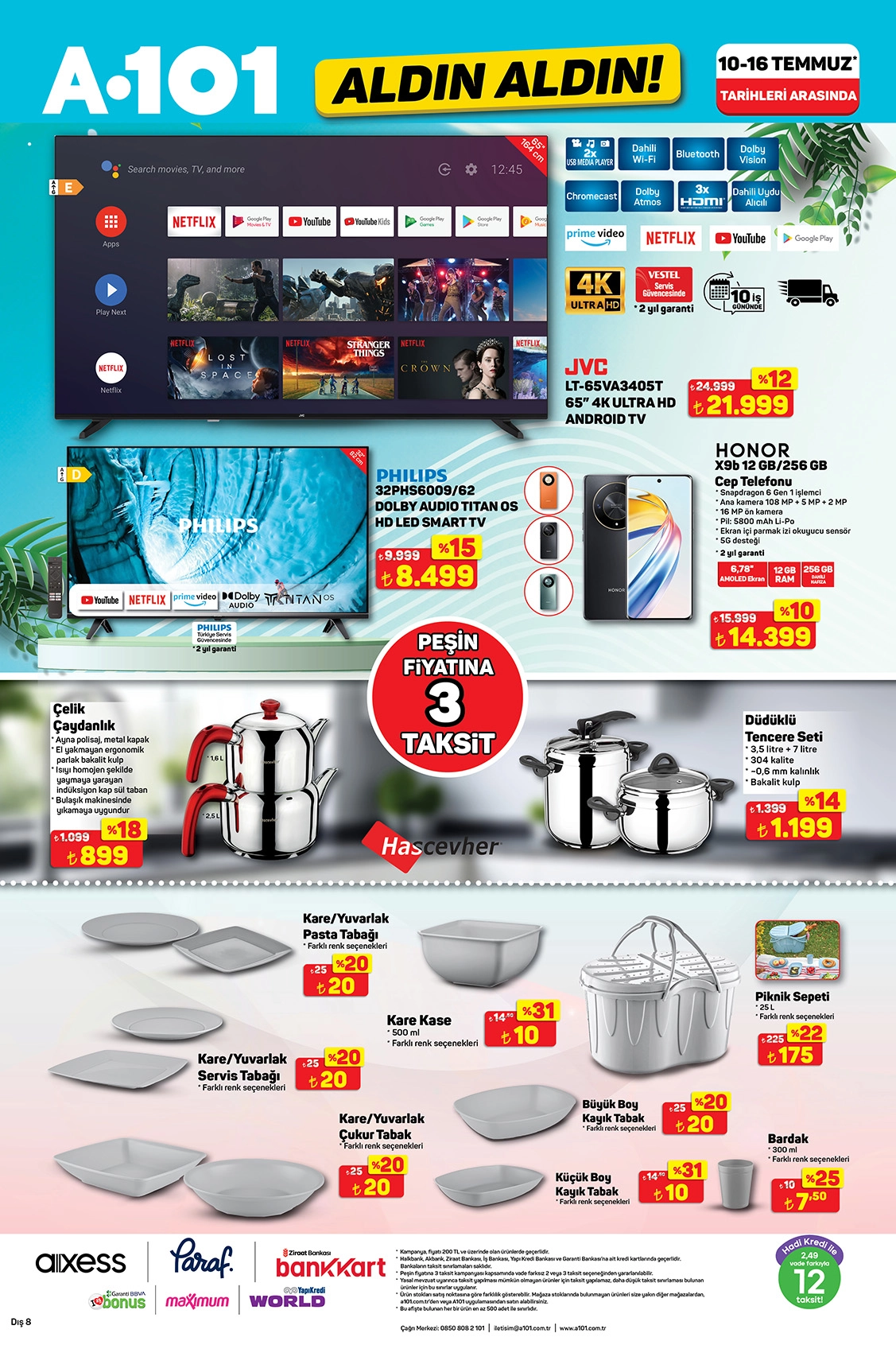 A101 aktüel katalog televizyon, telefon ve mutfak ürünleri 10-16 Temmuz 2025