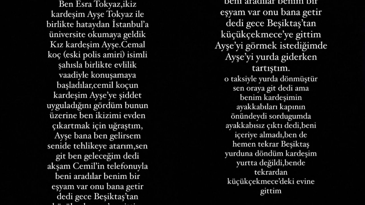 ayşe tokyaz kardeşi esra 