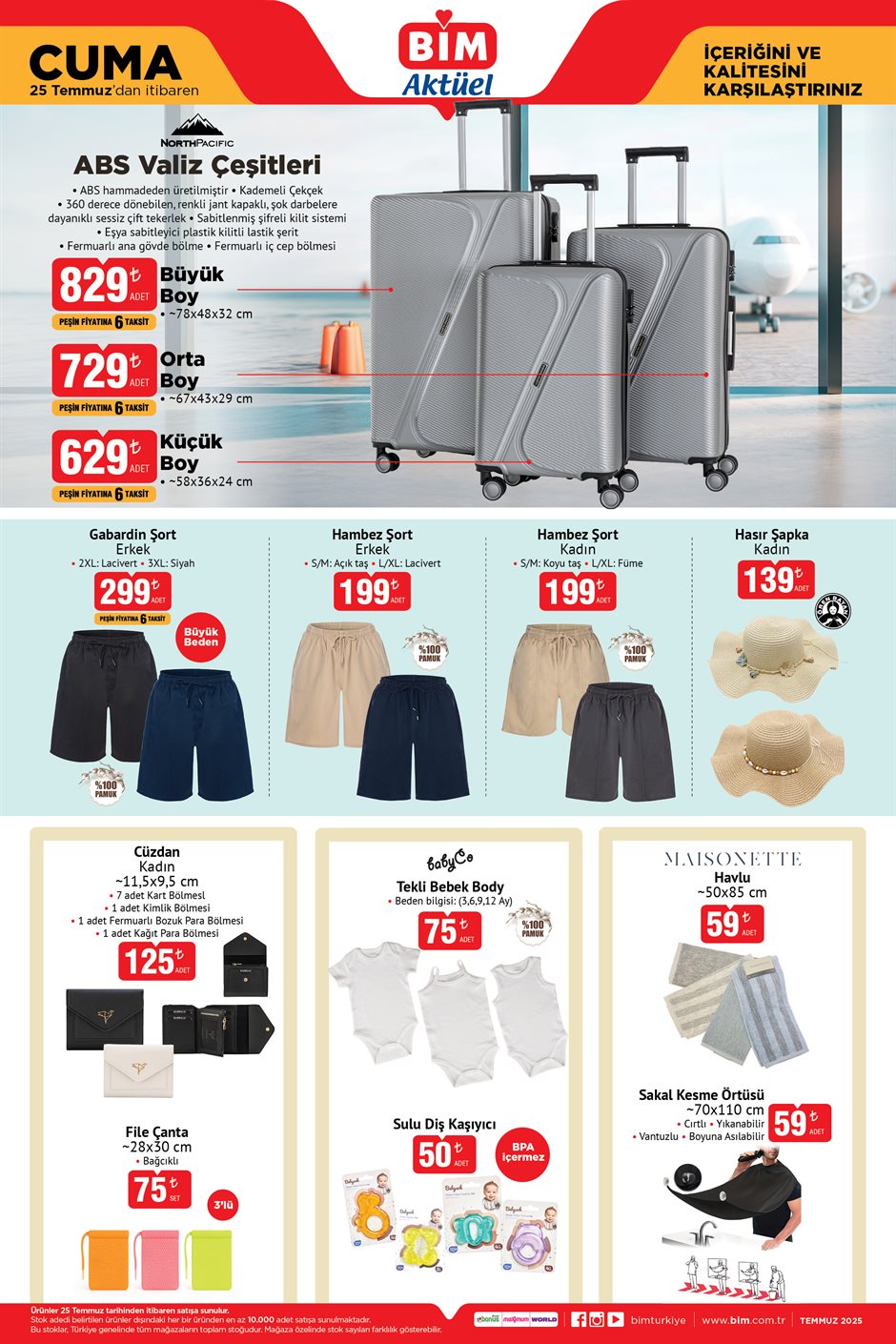 bim aktüel katalog valiz giyim tekstil ürünleri 25 temmuz 2025