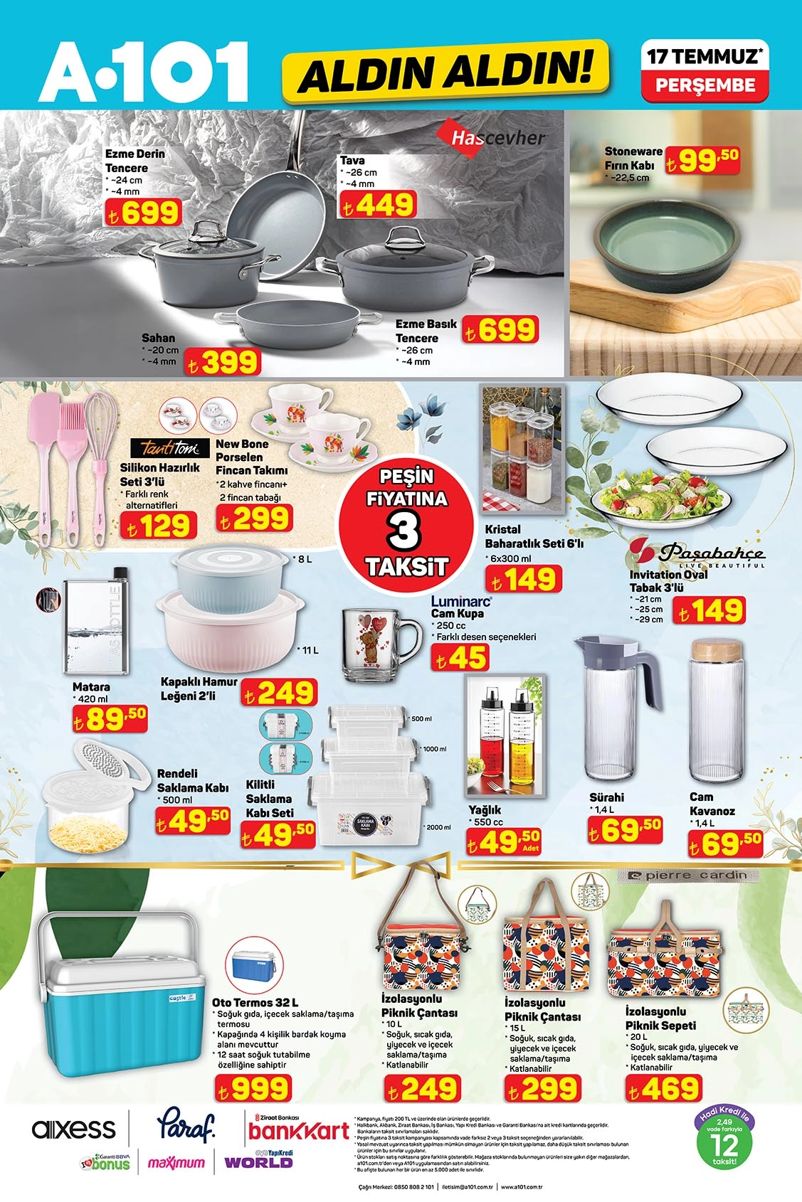  A101 aktüel katalog mutfak, saklama ve piknik ürünleri 17 Temmuz 2025