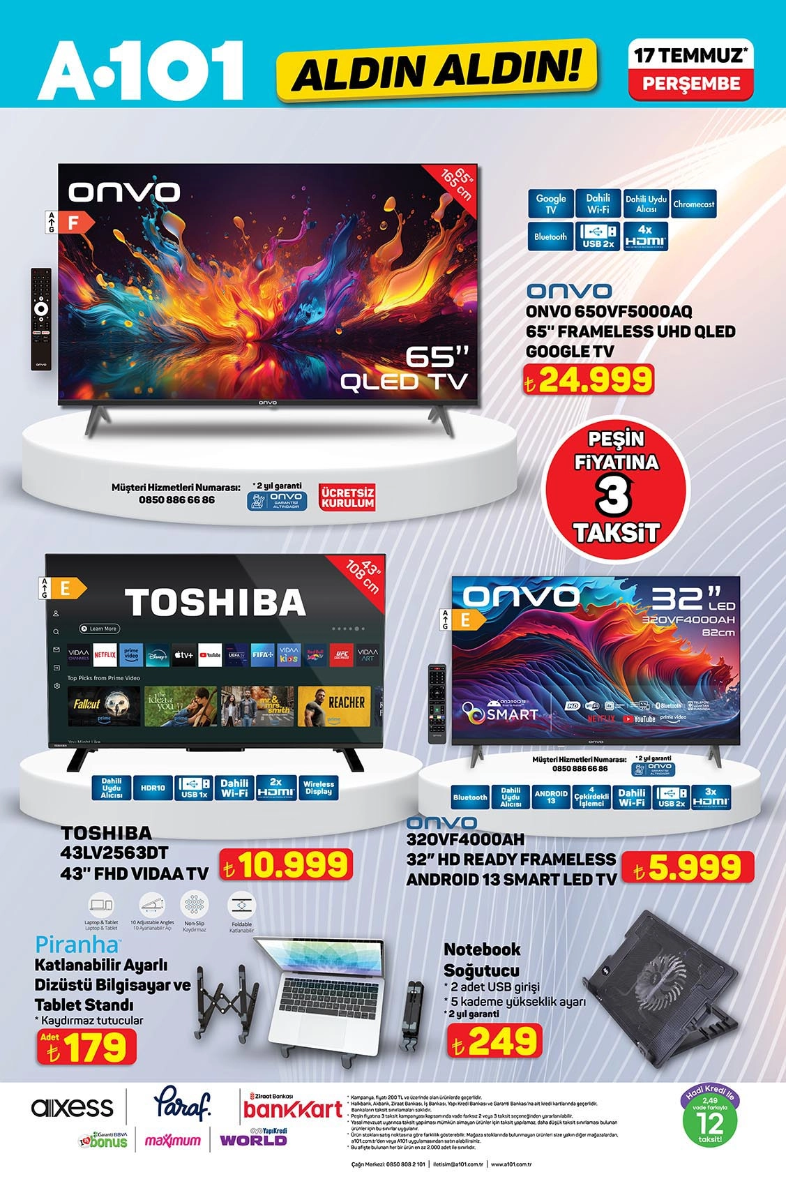A101 aktüel katalog televizyon ve teknoloji ürünleri 17 Temmuz 2025