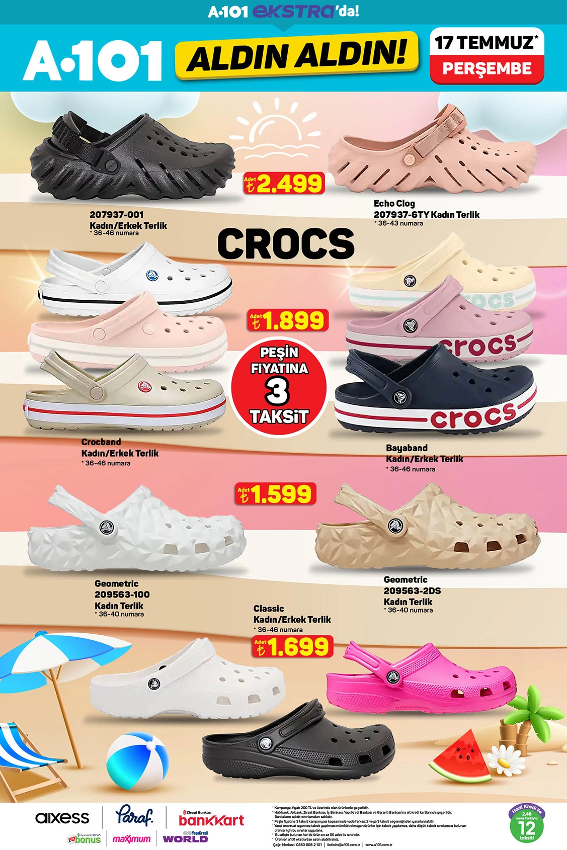 A101 aktüel katalog Crocs terlik modelleri 17 Temmuz 2025