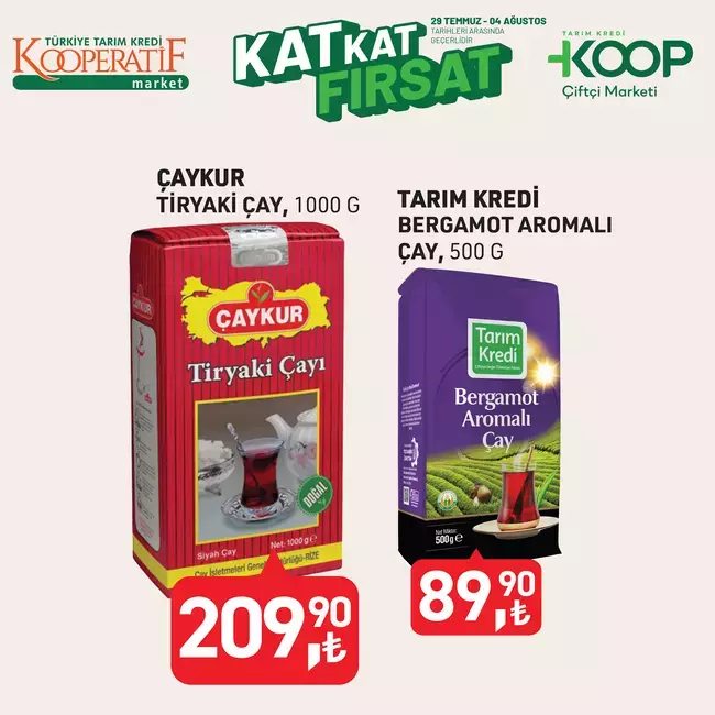 Çaykur ve Tarım Kredi çaylarında indirimli fiyatlar.
