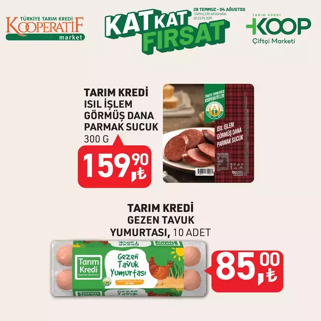 Sucuk ve yumurtada Tarım Kredi indirimli fiyatları.