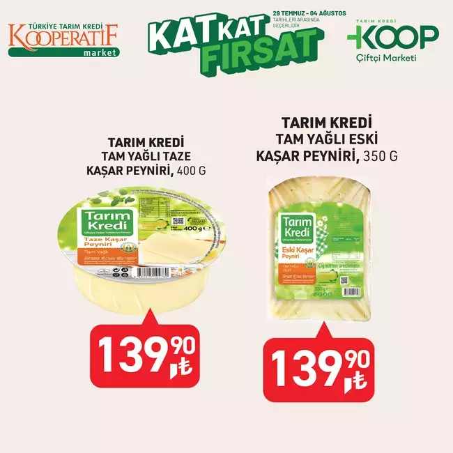 Tarım Kredi kaşar peynirlerinde sabit indirim.
