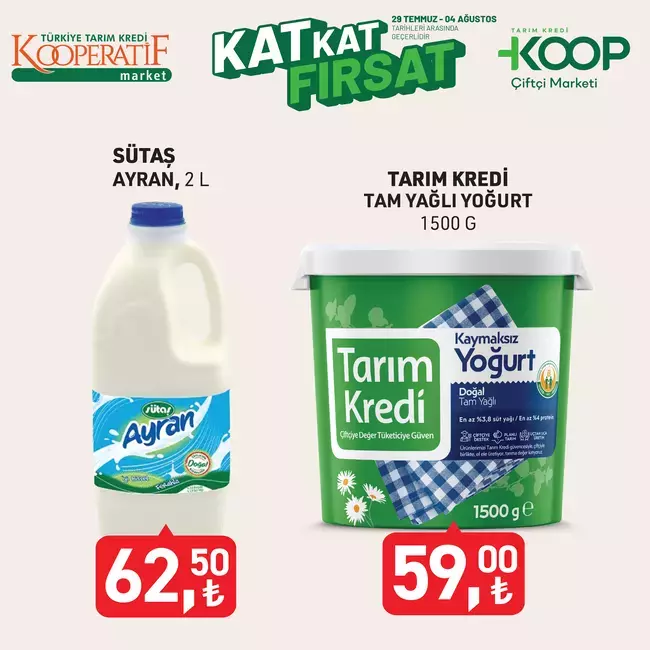Yoğurt ve ayran fiyatlarında avantajlı kampanya.