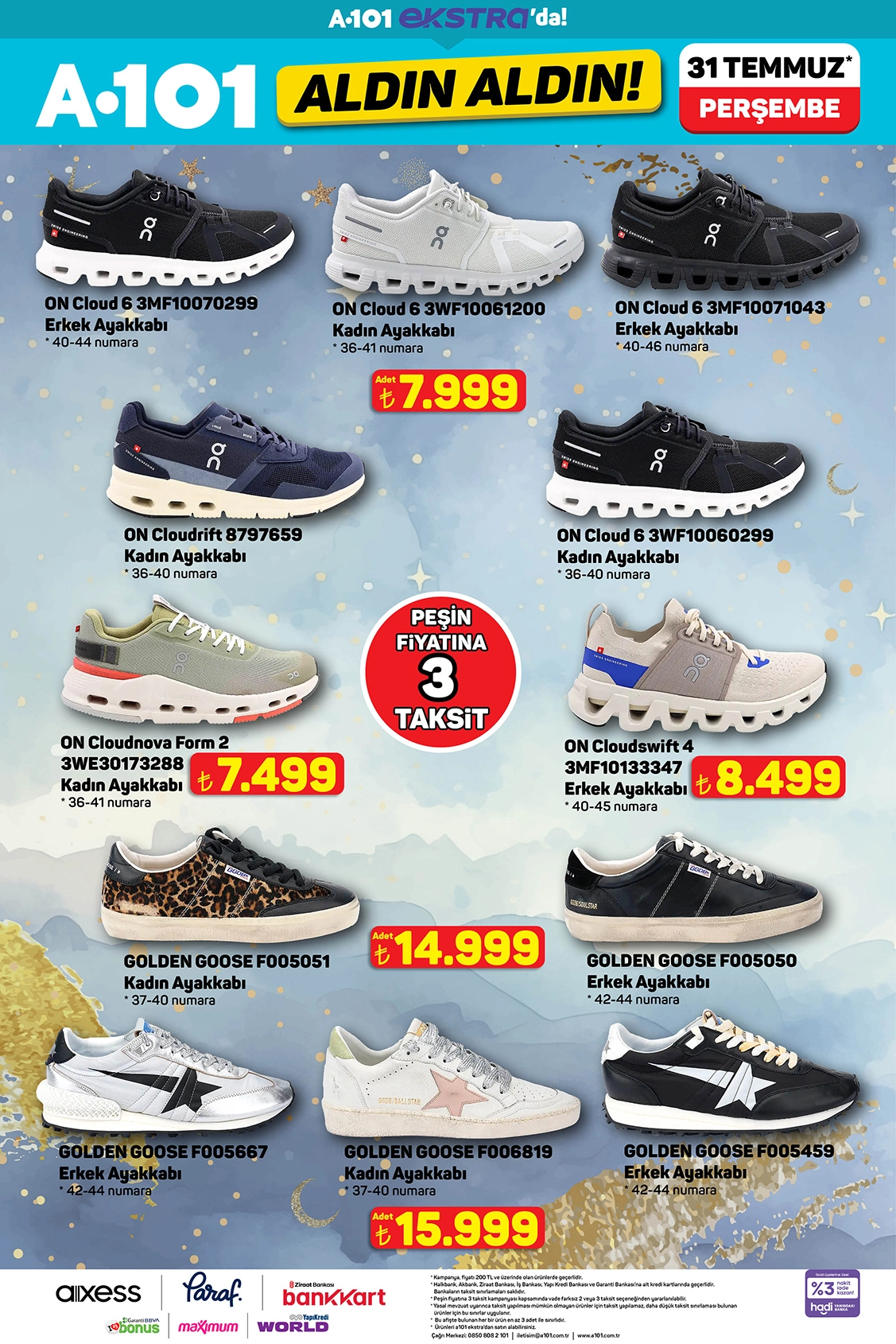 ON Running ve Golden Goose markalı spor ayakkabılarda indirimli fiyatlar 