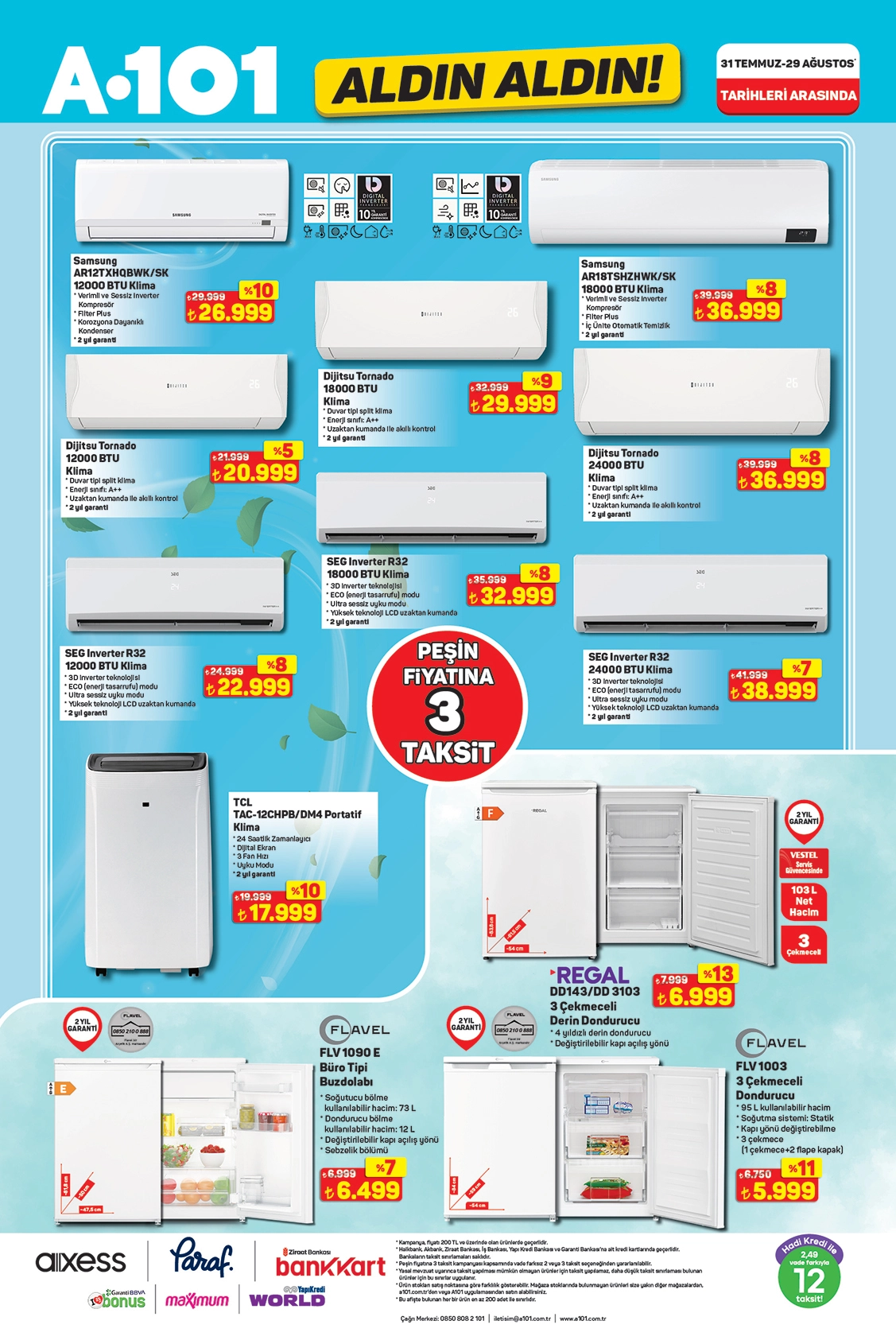 A101 31 Temmuz klima ve dondurucu kampanyası