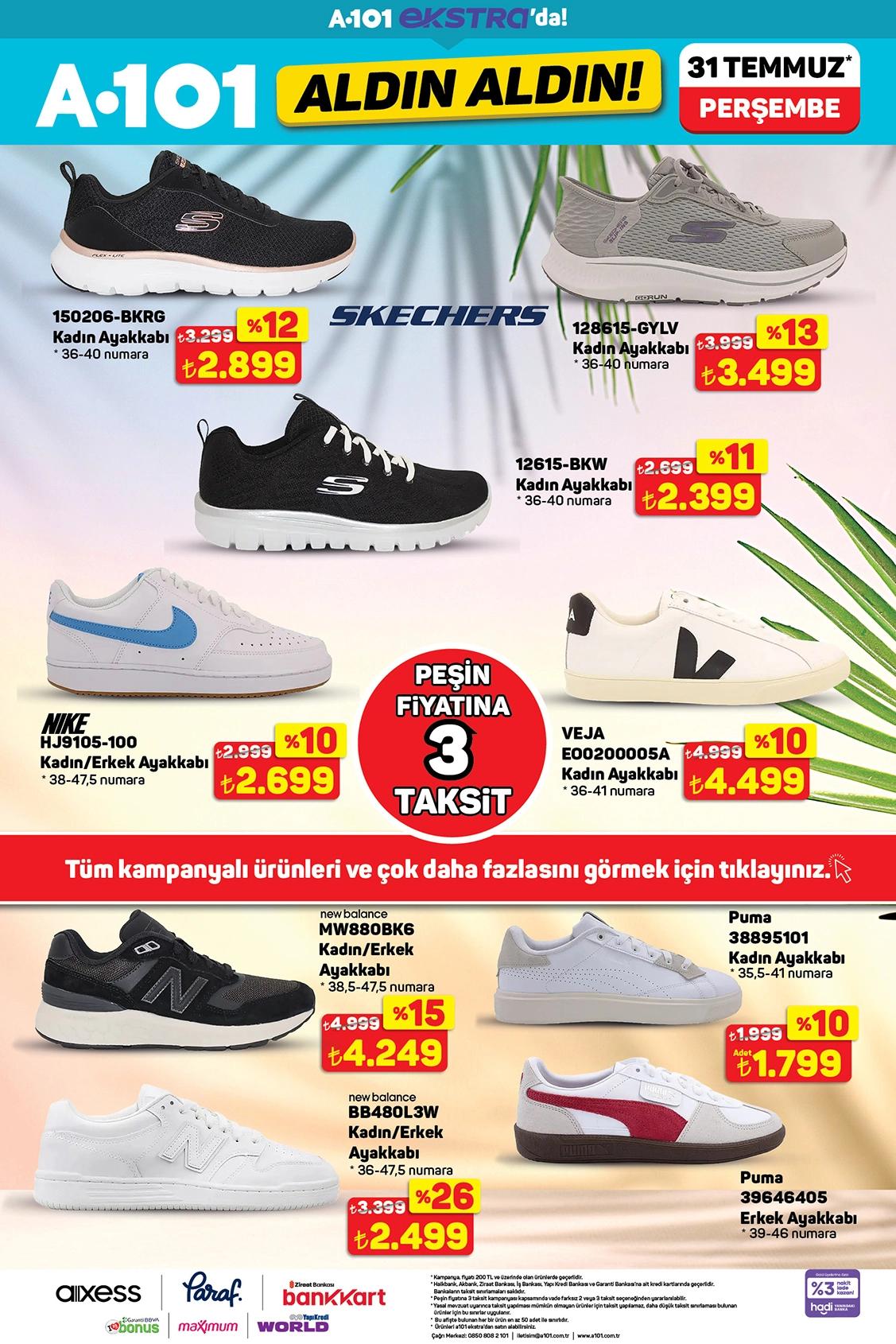 A101 31 Temmuz Skechers, Nike, Puma ve New Balance ayakkabı