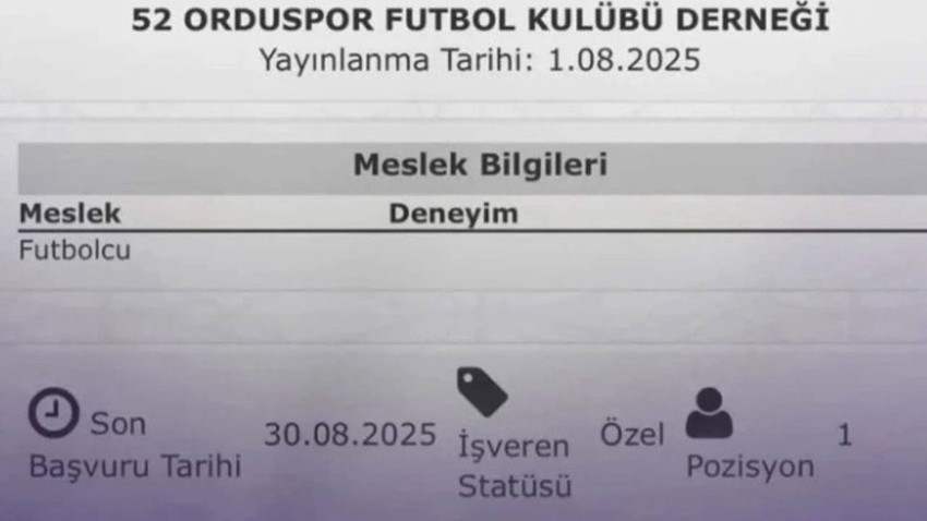 orduspor işkur ilanı