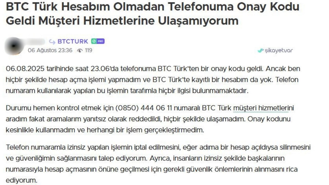 Doğrulama kodu içeren SMS