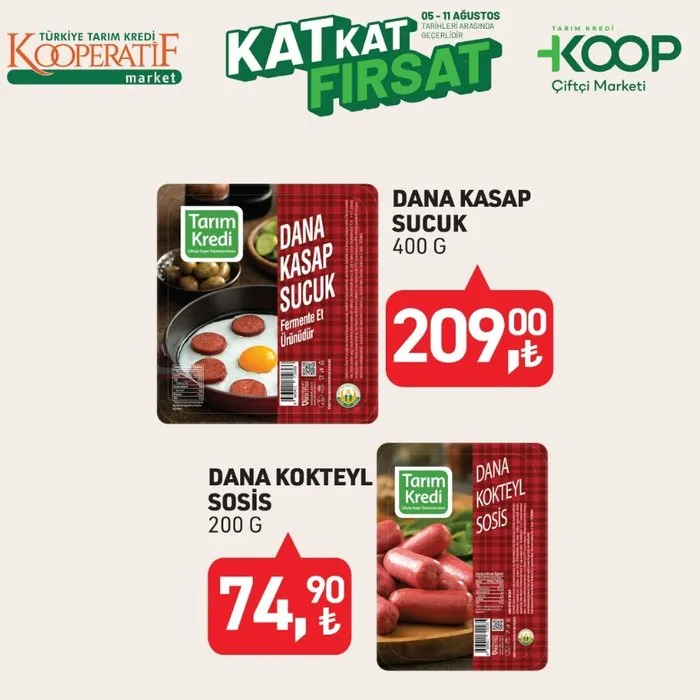 Tarım Kredi dana sucuk ve kokteyl sosislerde cazip fiyat fırsatı.