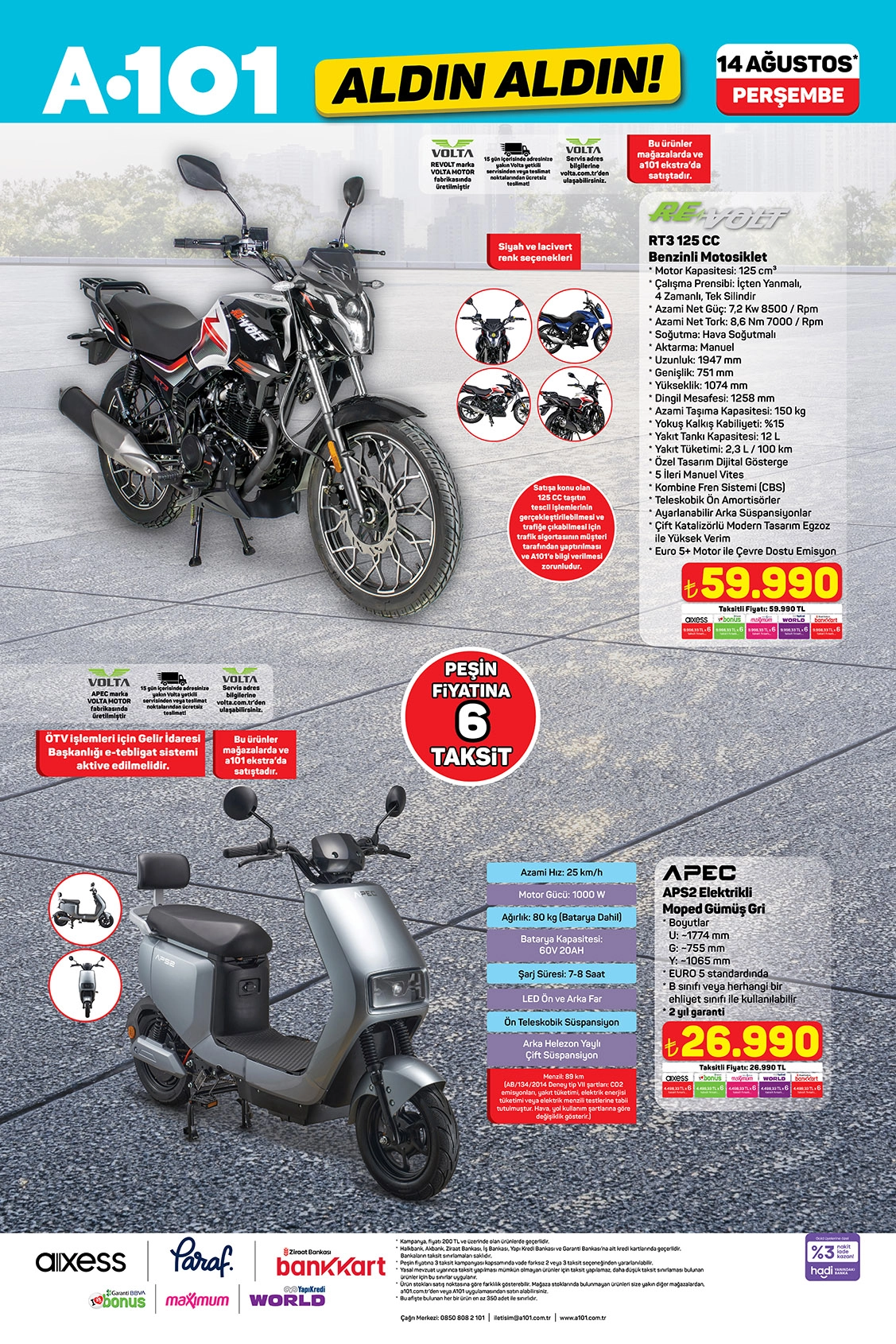 A101’de motosiklet ve elektrikli moped fırsatları