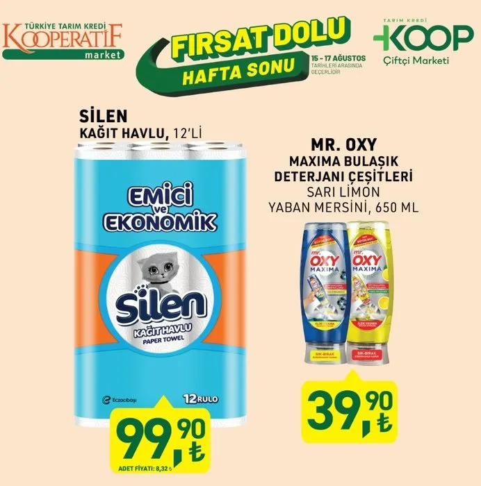 Tarım Kredi kağıt havlu ve bulaşık deterjanı indirimleri