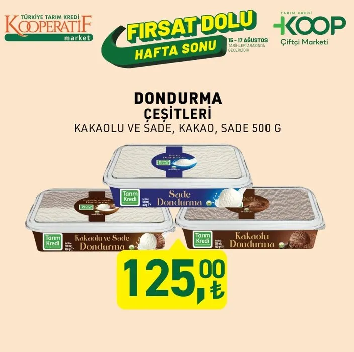  Tarım Kredi dondurma çeşitleri indirimde